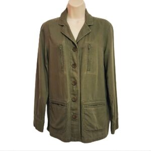 Style & Co Cotton Utility Jacket Khaki Green Size 6